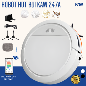 Robot hút bụi lau nhà KAW 247A - Wet & Dry lực hút >2499Pa, điều khiển App