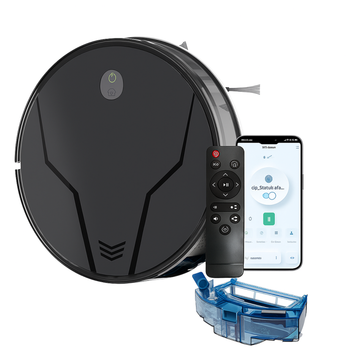 Robot Hút Bụi Lau Nhà KAW 248B – Lực hút 3500Pa, điều khiển Tuya, hút lau 2 trong 1, pin 2600mAh, điều hướng Gyroscope