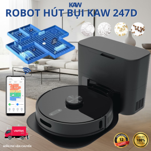 Robot hút bụi KAW 247D LDS SLAM tự đổ rác lực hút 5000Pa hút lau 2 trong 1
