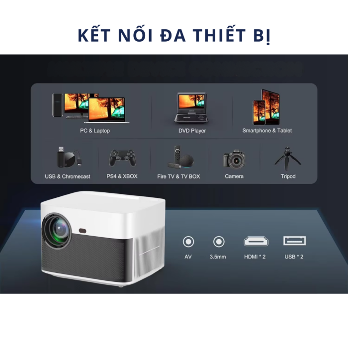 Máy Chiếu KAW Q8 Full HD 1080P – Android 9, Auto Focus, Hỗ Trợ 4K, Home Theater Cao Cấp