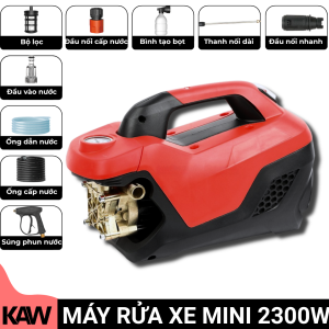 Máy Rửa Xe Cầm Tay KAW TurboWash Mini 2300W - Máy Rửa Xe Gia Đình Nhỏ Gọn, Áp Lực Siêu Mạnh