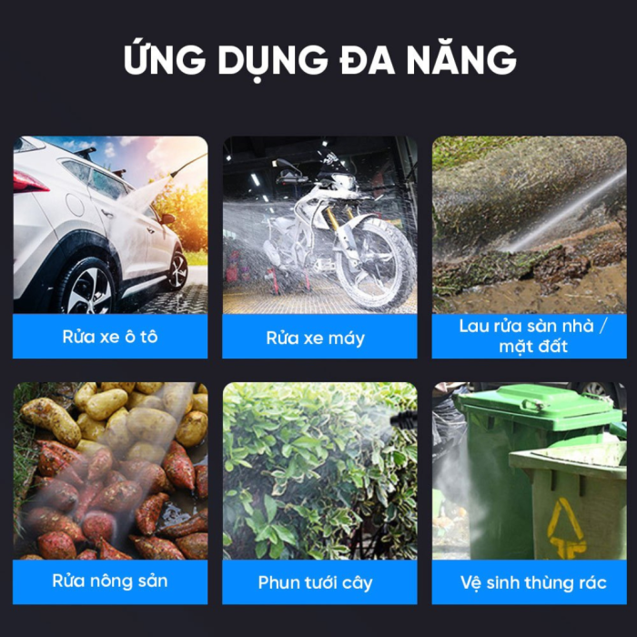 Máy Rửa Xe Cầm Tay KAW TurboWash Mini 2300W - Máy Rửa Xe Gia Đình Nhỏ Gọn, Áp Lực Siêu Mạnh