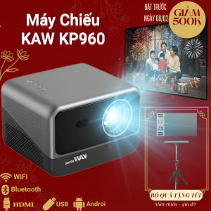 Máy Chiếu Thông Minh KAW KP960 – Full HD 1080P, Android 11, WiFi 6, Bluetooth 5.0, Âm Thanh Stereo, Hỗ Trợ 4K cho Gia Đình & Văn Phòng