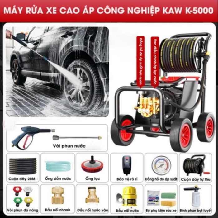 Máy rửa xe KAW AquaBlast K-5000 – Công suất mạnh, độ bền cao, giá cực tốt