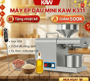 Máy Ép Dầu Thực Vật Mini 800W K311 Inox Nguyên Khối – KAW HOME - Ép Đa Loại Hạt, Chế Độ Nóng & Lạnh, Dễ Dùng Cho Gia Đình