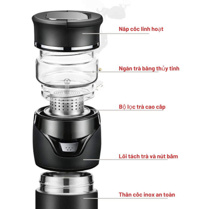 Bình Pha Trà Giữ Nhiệt KAW Inox 316 Cao Cấp - Lõi Lọc Thông Minh, Giữ Nhiệt Vượt Trội, An Toàn Sức Khỏe