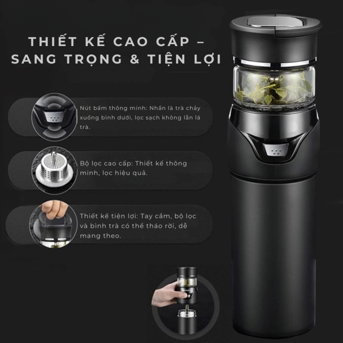 Bình Pha Trà Giữ Nhiệt KAW Inox 316 Cao Cấp - Lõi Lọc Thông Minh, Giữ Nhiệt Vượt Trội, An Toàn Sức Khỏe