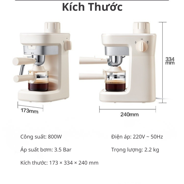 Máy pha cà phê KAW K3 Mini – Xả áp tự động, dễ dùng cho người mới