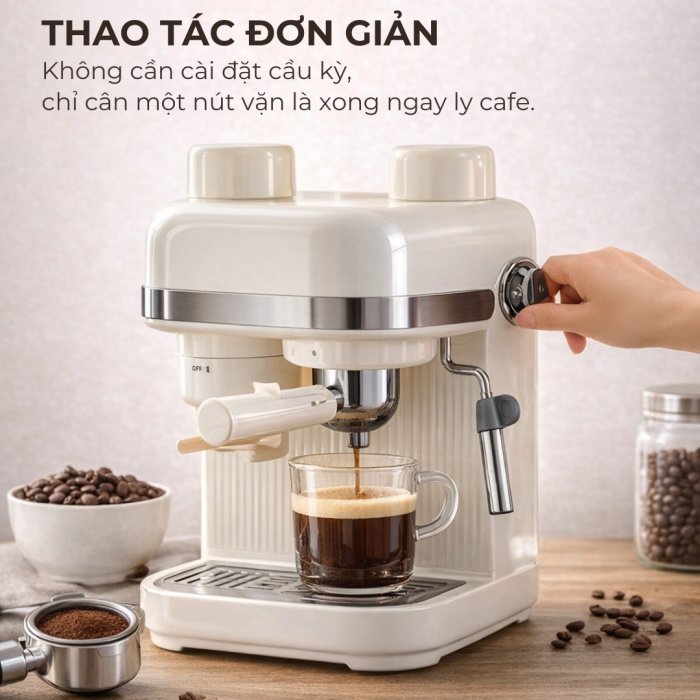 Máy Pha Cafe KAW C5 Pro 2-trong-1: Xay Và Pha Chuyên Nghiệp, Công Suất 1500W, Tiện Lợi Tại Nhà