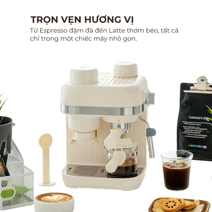 Máy Pha Cafe KAW C5 Pro 2-trong-1: Xay Và Pha Chuyên Nghiệp, Công Suất 1500W, Tiện Lợi Tại Nhà