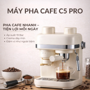 Máy Pha Cafe KAW C5 Pro 2-trong-1: Xay Và Pha Chuyên Nghiệp, Công Suất 1500W, Tiện Lợi Tại Nhà