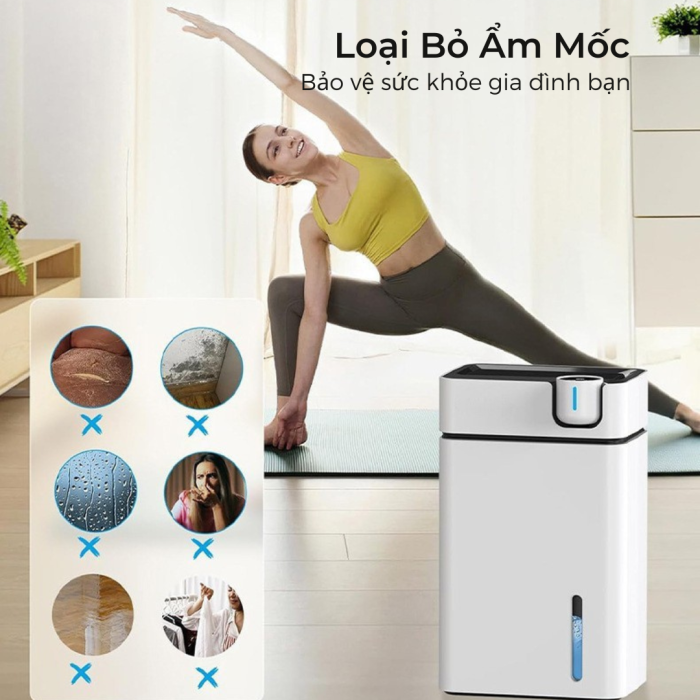 Máy Hút Ẩm Mini CT17 - Dung Tích 2.5L, Công Suất 1000ml/Ngày, Tích Hợp Ion Âm Lọc Không Khí & Khử Mùi.