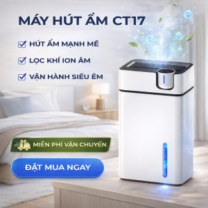 Máy Hút Ẩm Mini CT17 - Dung Tích 2.5L, Công Suất 1000ml/Ngày, Tích Hợp Ion Âm Lọc Không Khí & Khử Mùi.