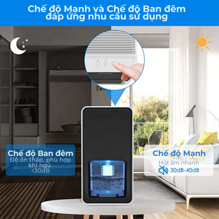 Máy Hút Ẩm Mini CS3 (1.2L) – Giải Pháp Chống Nồm Ẩm, Khử Khuẩn Hoàn Hảo Cho Gia Đình