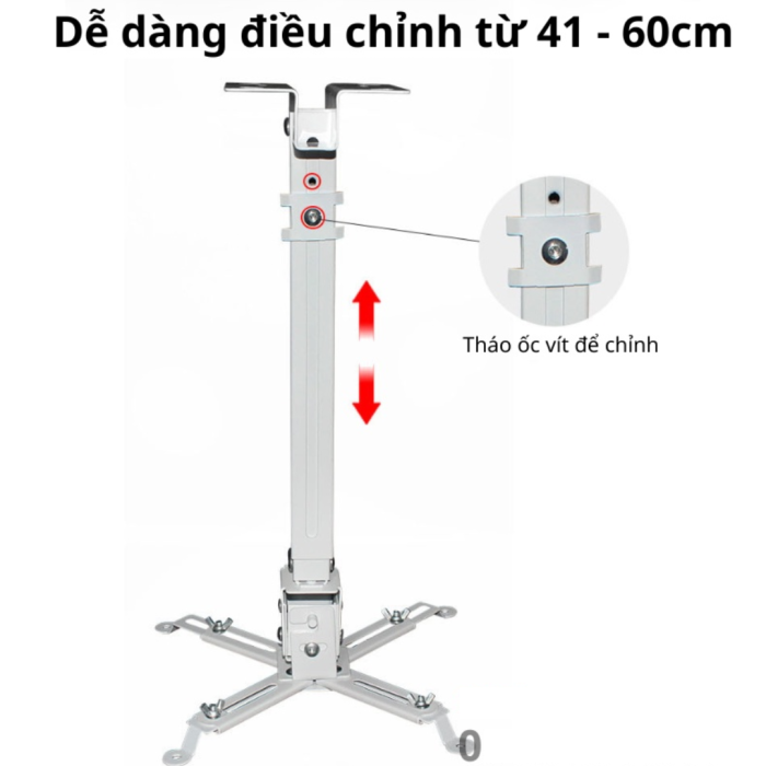 Giá Treo Máy Chiếu 65cm Đa Năng KAW - Xoay 360 Độ, Chịu Tải 20kg (Điều Chỉnh 41-60cm)