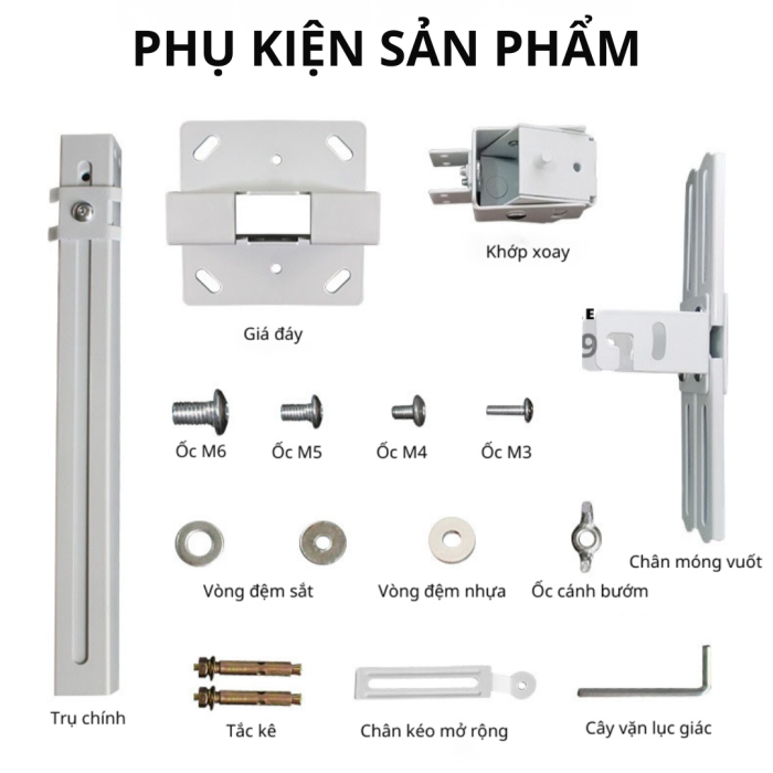 Giá Treo Máy Chiếu 65cm Đa Năng KAW - Xoay 360 Độ, Chịu Tải 20kg (Điều Chỉnh 41-60cm)