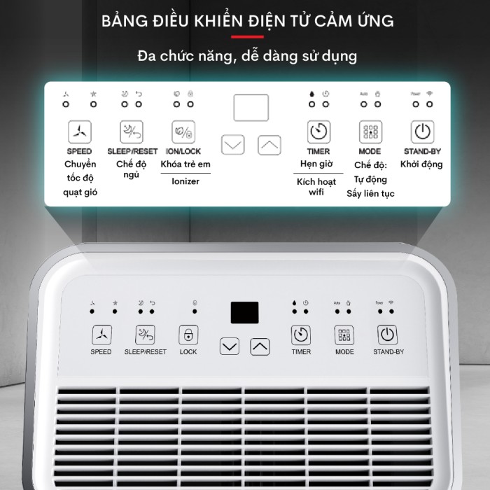 Máy Hút Ẩm FujiHome DH20W - Công Suất 20L, Bình Chứa Khủng 6.5L