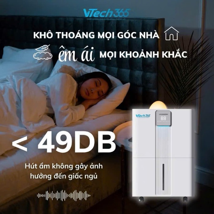 Máy Hút Ẩm JPTATO Vtech365 VT-HA350-W - Công Suất Mạnh, Vận Hành Êm