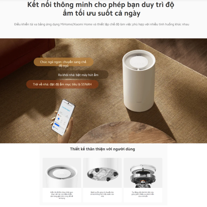 Xiaomi Smart Dehumidifier 13L - Máy hút ẩm thông minh, chạy cực êm