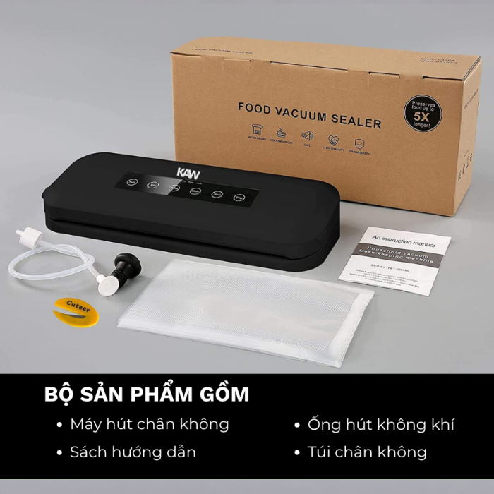 Máy Hút Chân Không KAW 100W – Máy Hút Mini, Hàn Miệng Túi Tự Động, Bảo Quản Thực Phẩm Tươi Lâu