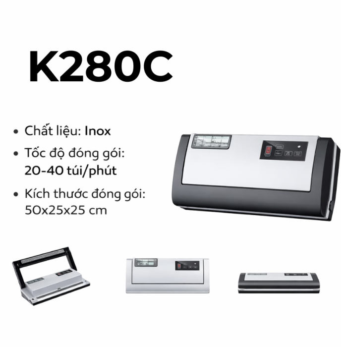 Máy Hút Chân Không KAW K280C – Tự Động, Hút Khô & Ướt, Không Kén Túi, Hàn Nhanh, Thiết Kế Nhỏ Gọn