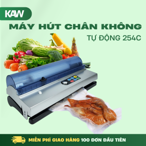 Máy Hút Chân Không Thực Phẩm KAW 254C Tự Động – Hàn Miệng Túi 32cm, Hút Mạnh Cho Thực Phẩm Khô & Ướt
