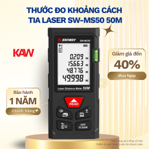 Thước Đo Khoảng Cách Laser SW-MS50 50m – Máy Đo Laser Chính Xác Cao, Đo Diện Tích, Thể Tích