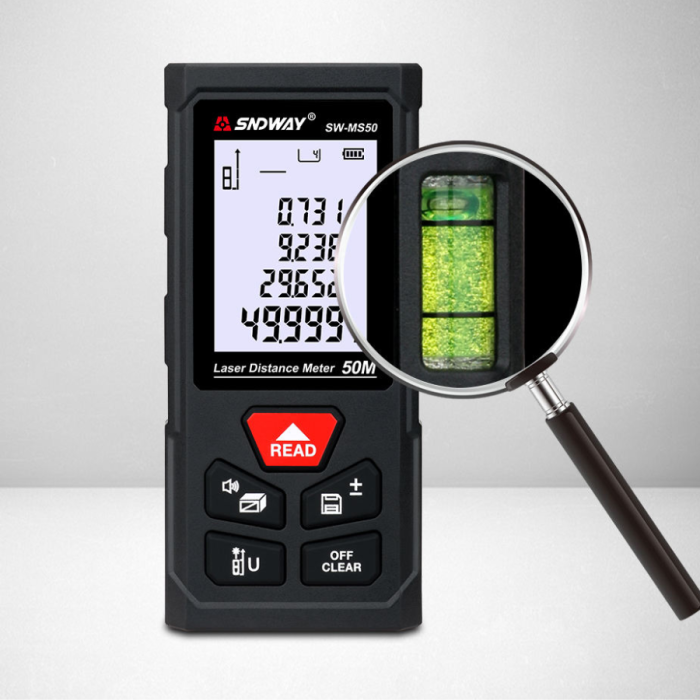 Thước Đo Khoảng Cách Laser SW-MS50 50m – Máy Đo Laser Chính Xác Cao, Đo Diện Tích, Thể Tích