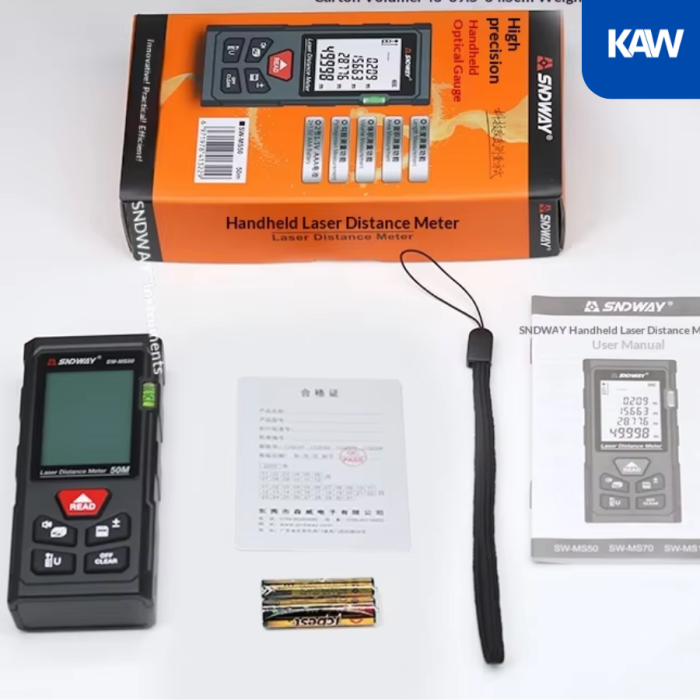 Thước Đo Khoảng Cách Laser SW-MS50 50m – Máy Đo Laser Chính Xác Cao, Đo Diện Tích, Thể Tích