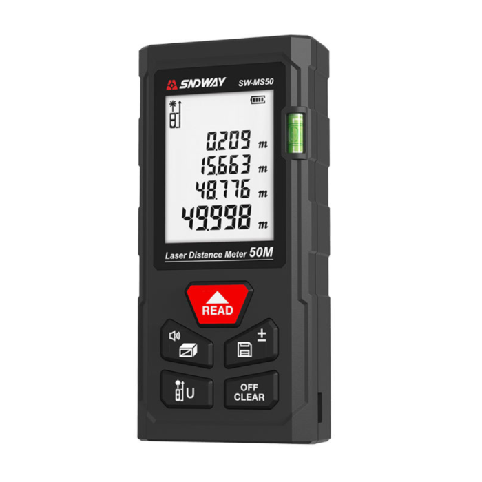 Thước Đo Khoảng Cách Laser SW-MS50 50m – Máy Đo Laser Chính Xác Cao, Đo Diện Tích, Thể Tích