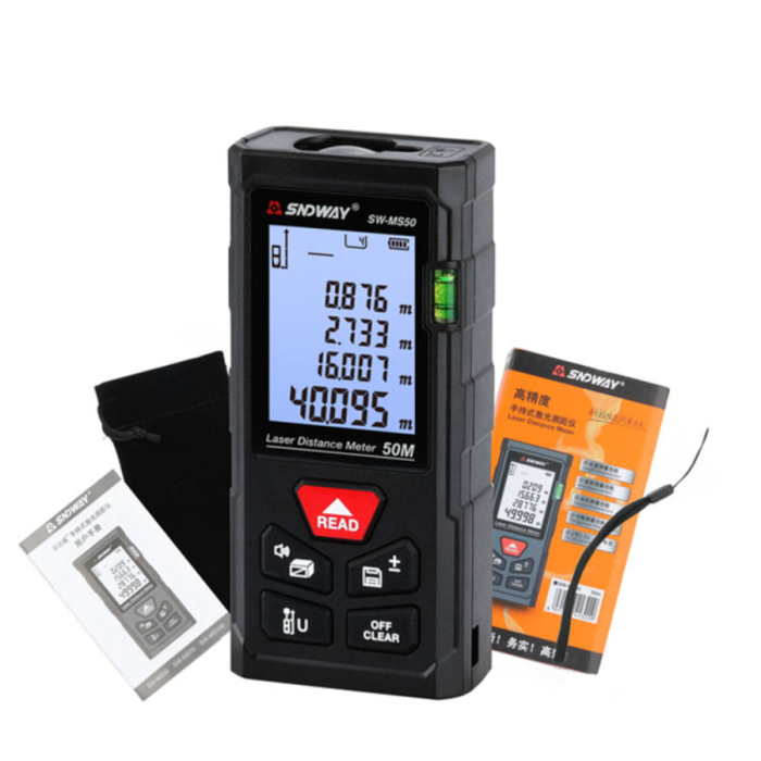 Thước Đo Khoảng Cách Laser SW-MS50 50m – Máy Đo Laser Chính Xác Cao, Đo Diện Tích, Thể Tích