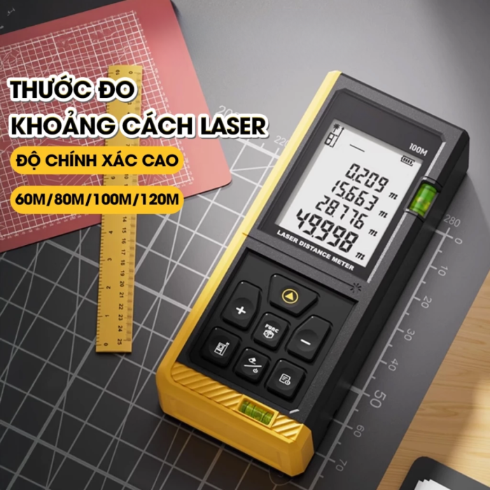 Thước Đo Khoảng Cách Laser KAW 520A Chính Hãng – Máy Đo Laser 120m Độ Chính Xác Cao, Đo Đa Năng Chuyên Nghiệp
