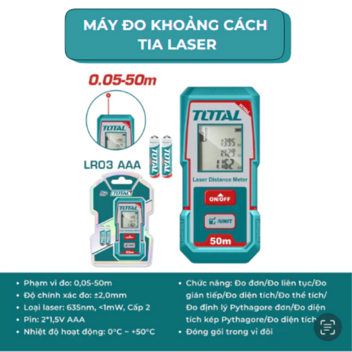 Máy Đo Khoảng Cách Laser KAW 523A Phạm Vi 50m Chính Xác Cao, Màn Hình LCD, Đo Nhanh Chuyên Nghiệp