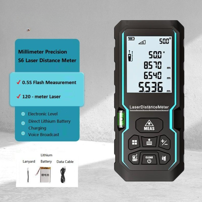 Máy Đo Khoảng Cách Laser KAW 525A Cao Cấp 100m Đa Chức Năng, Màn Hình Lớn, Độ Chính Xác Cao