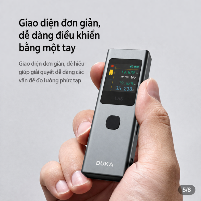 Máy Đo Khoảng Cách Mini Laser KAW LS6 40m – Sạc Pin Type-C, Màn Hình Màu, Đo Chính Xác ±2mm