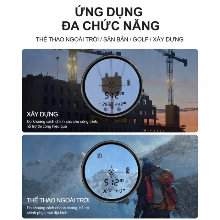 Ống Nhòm Đo Khoảng Cách Laser KAW RF1500 1500m – Máy Đo Laser 6X, Đo Xa Chính Xác, Pin Sạc