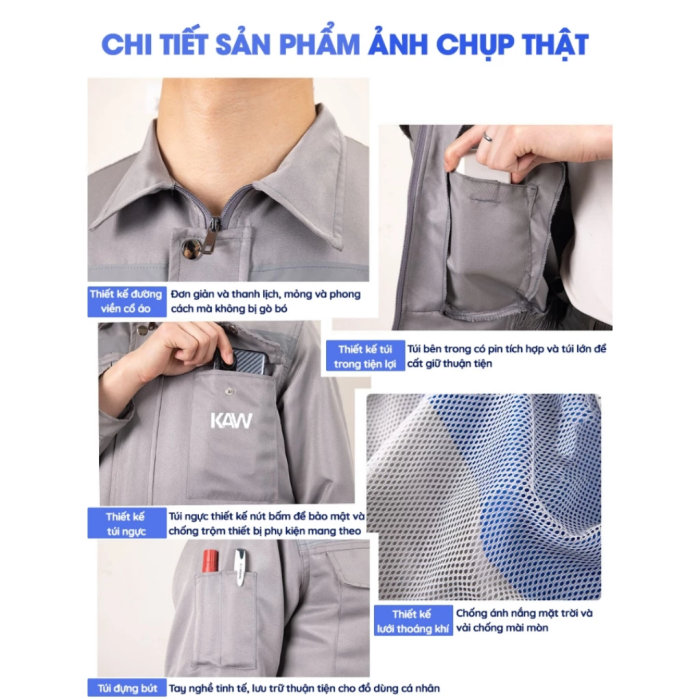 Áo Điều Hòa Bảo Hộ Lao Động KAW 558O Cao Cấp – Pin 50.000mAh, Quạt Làm Mát 3 Tốc Độ, Chống Nắng, Chống UV, Dùng 12Hống UV, Quạt Làm Mát 3 Tốc Độ, Pin Trâu 12H
