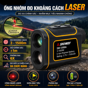Ống Nhòm Đo Khoảng Cách Laser KAW RF1500 1500m – Máy Đo Laser 6X, Đo Xa Chính Xác, Pin Sạc