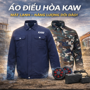 Combo Áo Điều Hòa KAW 559D Kèm Quạt KAW 12V Và Pin 35.000mAh – Bộ Làm Mát 3 Cấp Độ, Chống Nắng UV, Chính Hãng Kèm Phụ Kiện