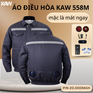 COMBO ÁO ĐIỀU HÒA KAW 558M CHÍNH HÃNG MÀU XANH THAN – PIN 20.000mAh, QUẠT GIÓ 3 CẤP, LÀM MÁT 10-12H