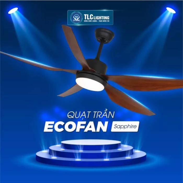Quạt Trần 5 Cánh KAW ECOFAN Saphire Nhựa ABS Vân Gỗ Cao Cấp