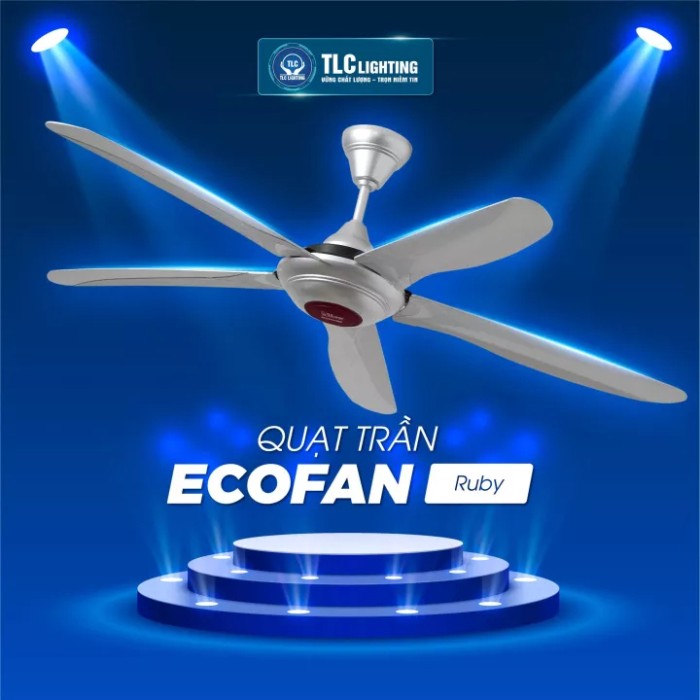 Quạt Trần 5 Cánh KAW ECOFAN Saphire Nhựa ABS Vân Gỗ Cao Cấp
