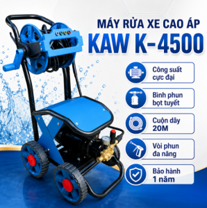 Máy Rửa Xe Cao Áp KAW K-4500 Màu Xanh, Lõi Đồng, Siêu Mạnh Mẽ, Dây Cao Áp 20m