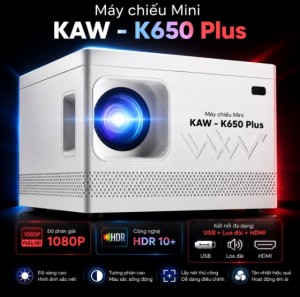 Máy Chiếu KAW-K650 Plus – Xoay 40 Độ, Keystone 4 Góc, Độ Phân Giải 1080P