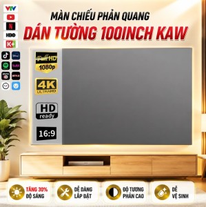 Màn Chiếu Phản Quang Dán Tường 100 Inch, Chống Lóa Full HD 4K, Gấp Gọn Di Động Tiện Lợi
