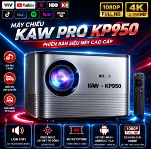 Máy Chiếu Mini KAW Pro KP950 Full HD 1080P, Keystone 4D Siêu Sắc Nét, Giá Ưu Đãi 
