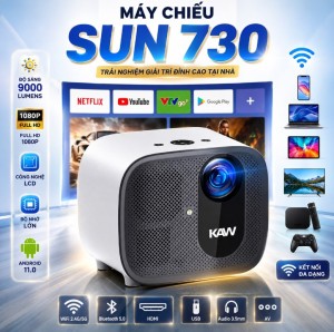 Máy Chiếu KAW Sun 730 Android 11.0 - Độ Sáng 9000 Lumens, Bảo Hành 12 Tháng