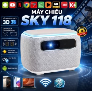 Máy Chiếu Mini KAW SKY118 Chính Hãng, Hỗ Trợ 3D, Bảo Vệ Mắt