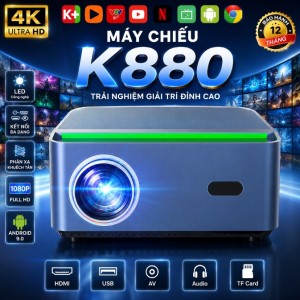 Máy Chiếu Mini KAW K880 Full HD 1080P - Android 9.0, Hỗ Trợ 4K, Chính Hãng