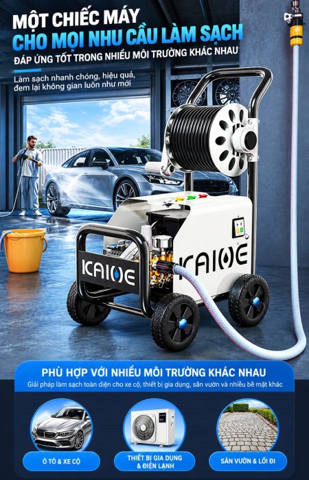 Máy Rửa Xe Cao Áp KAIHE Snow Eagle 190 4000W, Động Cơ Cảm Ứng, Dây Cao Áp 15m